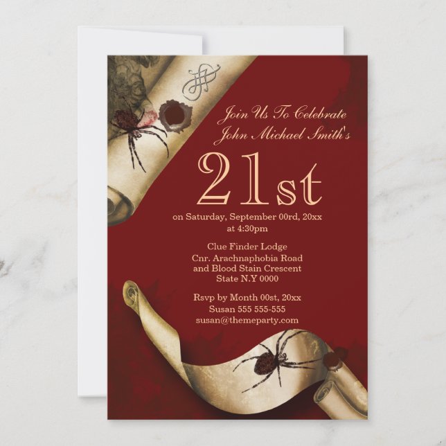 Invitación El misterio del asesinato de los carneros rojos (Anverso)