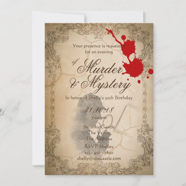 Invitación El misterio del asesinato invita a la clase de los (Anverso)