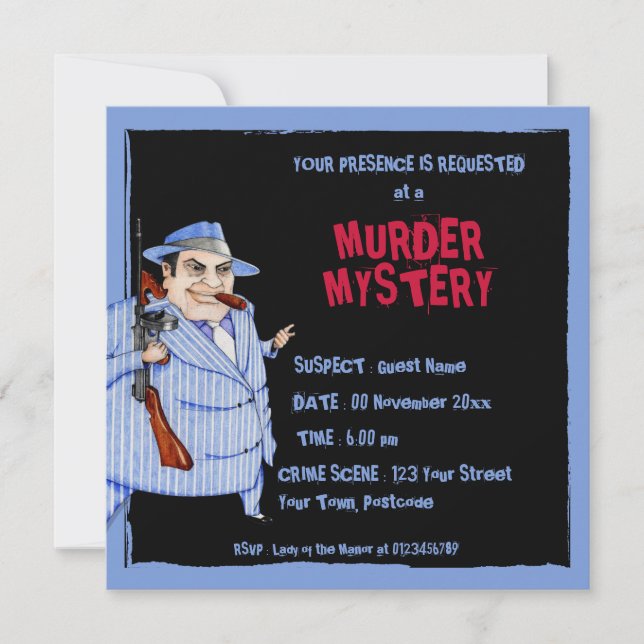 Invitación El misterio del asesinato negro del jefe de la tur (Anverso)