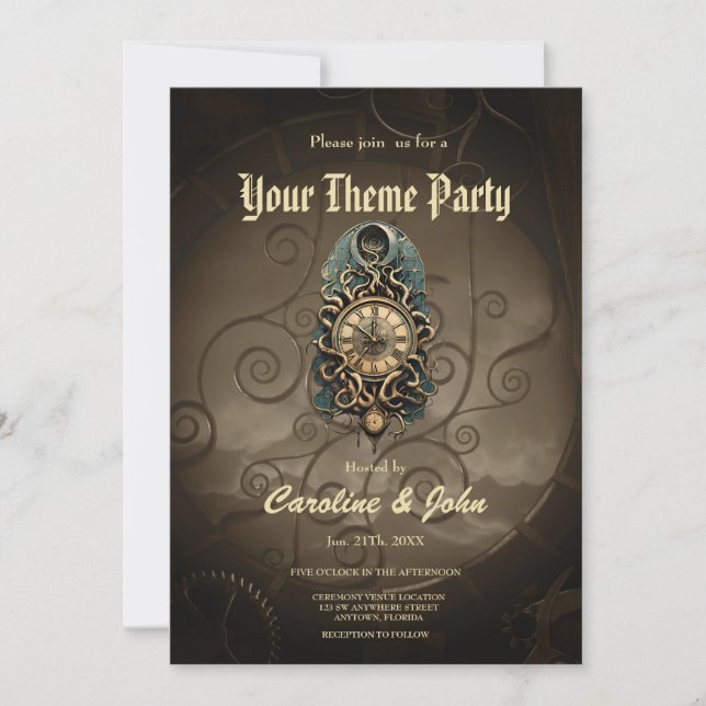 Invitación El misterioso movimiento de steampunk. (Anverso)