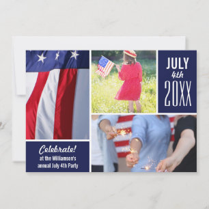 Invitación El moderno 4 de julio Fiesta tus fotos patrióticas