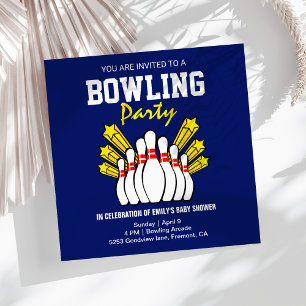 Invitación El moderno Blue Bowling Baby Shower