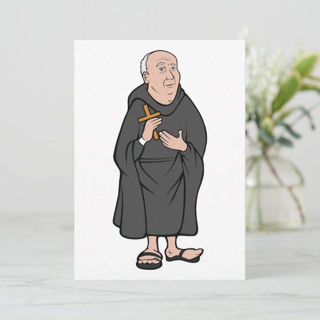 Invitación El monje sostiene la cruz en una religión religios (Anverso de pie)