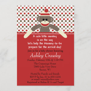 Invitación El mono Baby Shower del calcetín invita - a