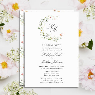 Invitación El monograma de flor silvestre fue moderno hace un