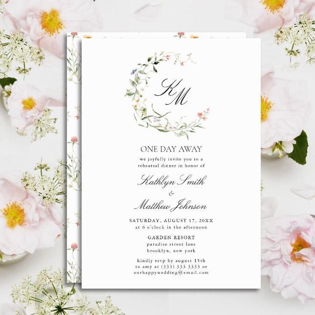 Invitación El monograma de flor silvestre fue moderno hace un (Subido por el creador)