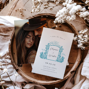 Invitación El Monograma Occidental del Desierto Cactus Salva