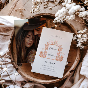 Invitación El Monograma Occidental del Desierto Cactus Salva 