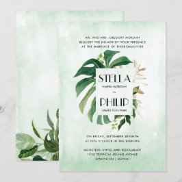 Invitación El monstera salvaje del oro tropical deja boda for