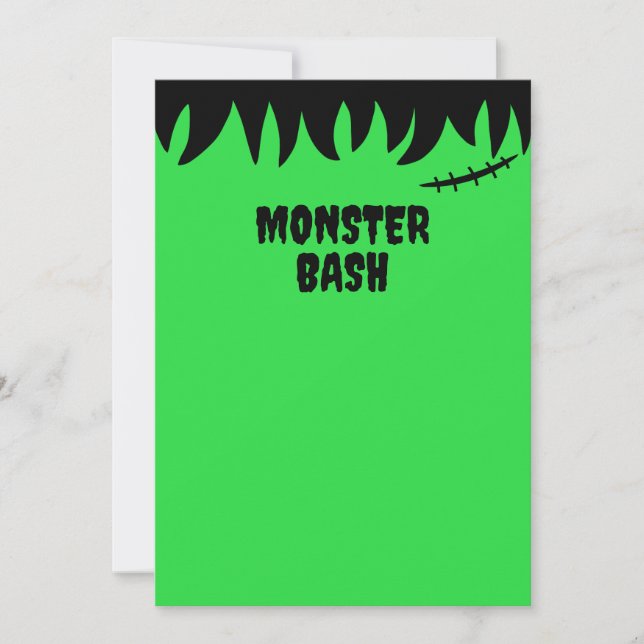 Invitación El monstruo de Frankenstein cose cicatrices y cabe (Anverso)