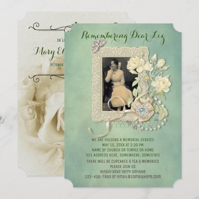 Invitación El monumento añade sus perlas de los rosas de la (Anverso / Reverso)