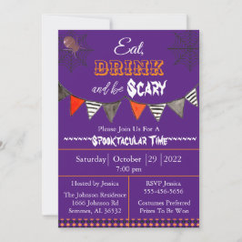 Invitación El morado come bebida y asusta fiesta de Halloween