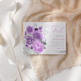 Invitación El Morado Moderno Es Un Boho Floral Chica Baby Sho