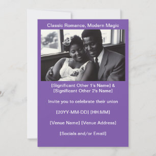 Invitación El morado real de 1960 negro es una bella invitaci