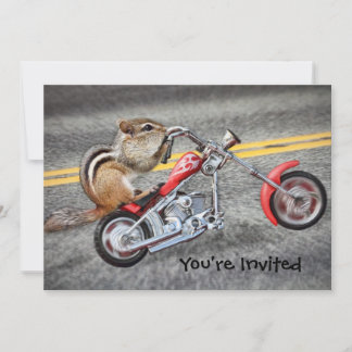 Invitación El motociclista Chipmunk en motocicleta