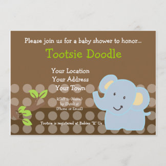 Invitación El muchacho azul Baby Shower del elefante del bebé