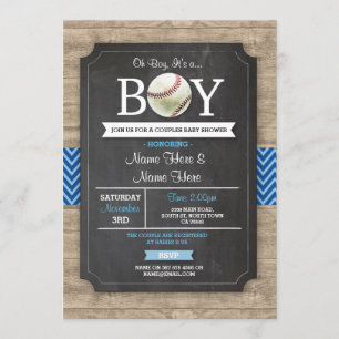Invitación El muchacho azul de Baby Shower del béisbol se