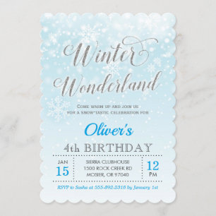 Invitación El muchacho azul del copo de nieve del país de las
