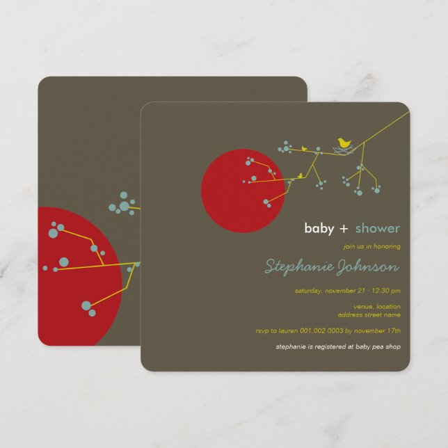 Invitación El muchacho Baby Shower del árbol de familia de (Anverso / Reverso)