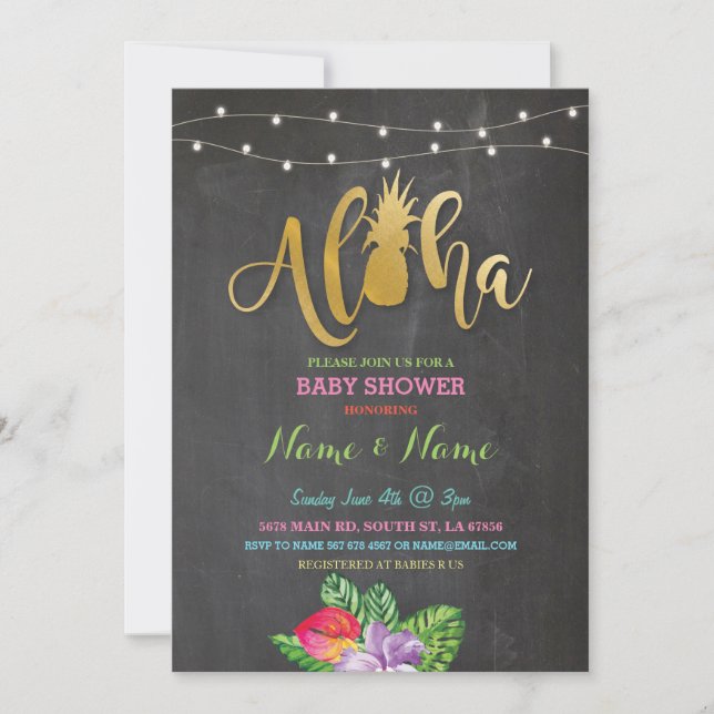 Invitación El muchacho del chica de la piña de Baby Shower de (Anverso)