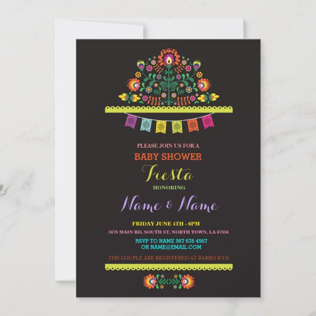 Invitación El muchacho mexicano del chica de Baby Shower de (Anverso)