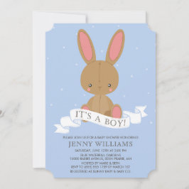 Invitación El muchacho relleno Baby Shower del conejo de