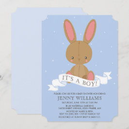 Invitación El muchacho relleno Baby Shower del conejo de
