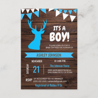 Invitación El MUCHACHO rústico Baby Shower de los ciervos del