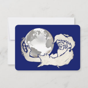 Invitación el mundo entero en mano de monos