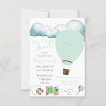 ¡El Mundo Espera! Baby Shower Mint Hot Air Balloon