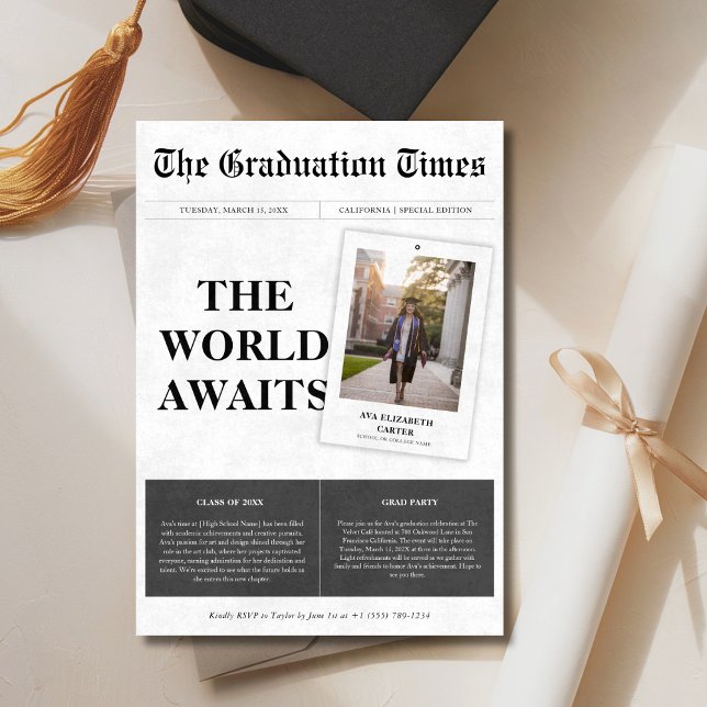 Invitación El mundo espera la foto de graduación de un periód (Subido por el creador)