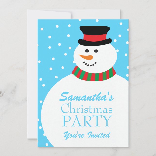 Invitación El muñeco de nieve lindo del dibujo animado (Anverso)