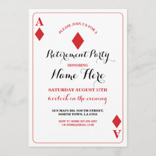 Invitación El naipe Vegas del diamante del fiesta de retiro