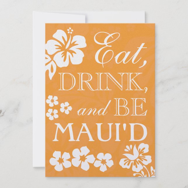 Invitación El naranja come la bebida sea Maui'd que la boda (Anverso)