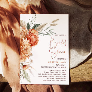 Invitación El Naranja floral Brown cae en el amor ducha de no