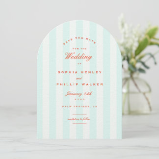 Invitación El Naranja Verde azulado rayado preppy del arco sa