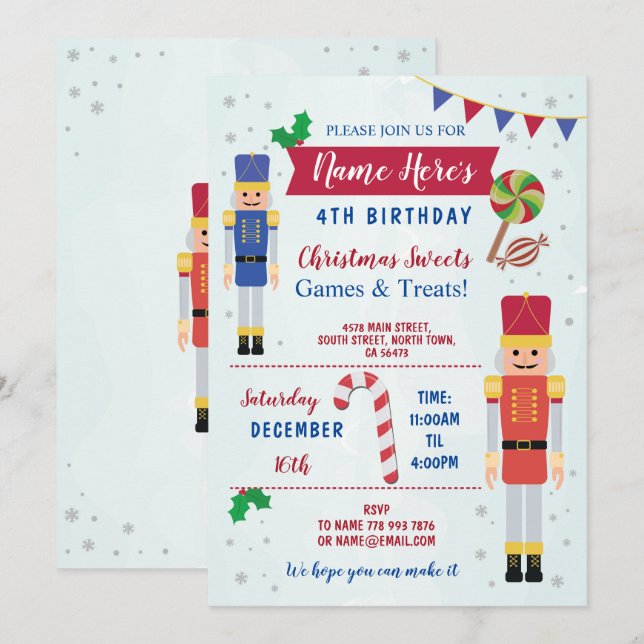 Invitación El navidad del juguete del cascanueces de la (Anverso / Reverso)