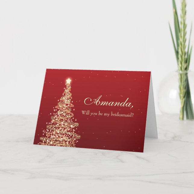 Invitación El navidad elegante sea mi oro del rojo de la dama (Anverso)