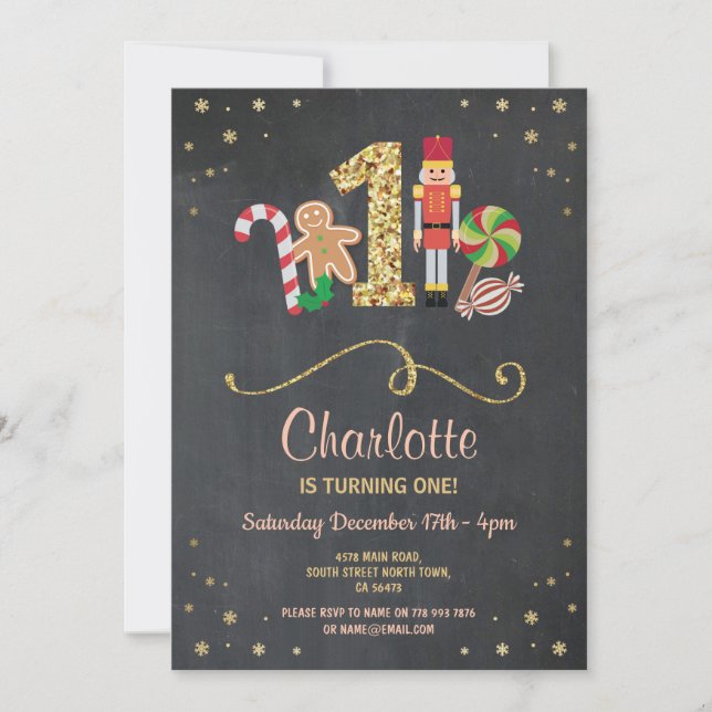 Invitación El navidad primera una tiza de los días de fiesta (Anverso)