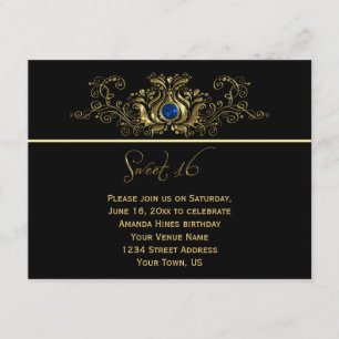 Invitación El negro adornado del oro remolina el dulce azul