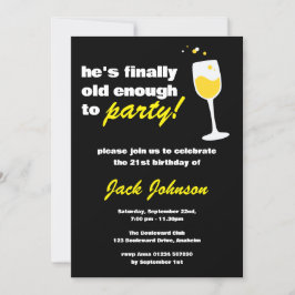 Invitación El negro cumpleaños 21 de un hombre divertido