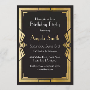 Invitación El negro de Gatsby de la fiesta de cumpleaños del