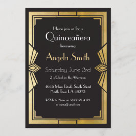 Invitación El negro de Gatsby del fiesta de Quinceanera del