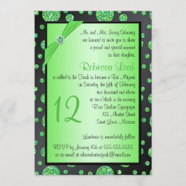 Invitación El negro, palo purpurinoso Mitzvah del lunar de la