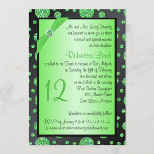 Invitación El negro, palo purpurinoso Mitzvah del lunar de la