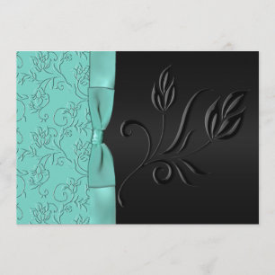 Invitación El negro y boda floral de la cinta de la