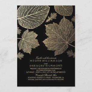 Invitación El negro y el oro dejan una vieja boda de otoño
