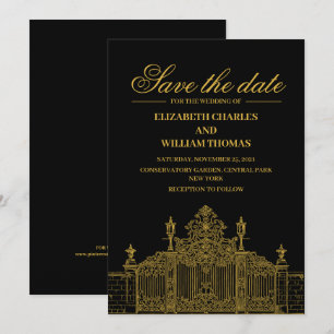 Invitación El negro y el oro modernos sencillos ahorran la fe