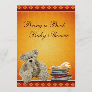 Invitación El neutral lindo del peluche trae un libro Baby