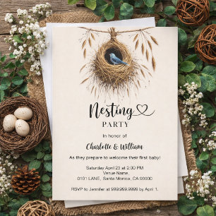 Invitación El nido de pájaro fiesta nido boho bebé ducha